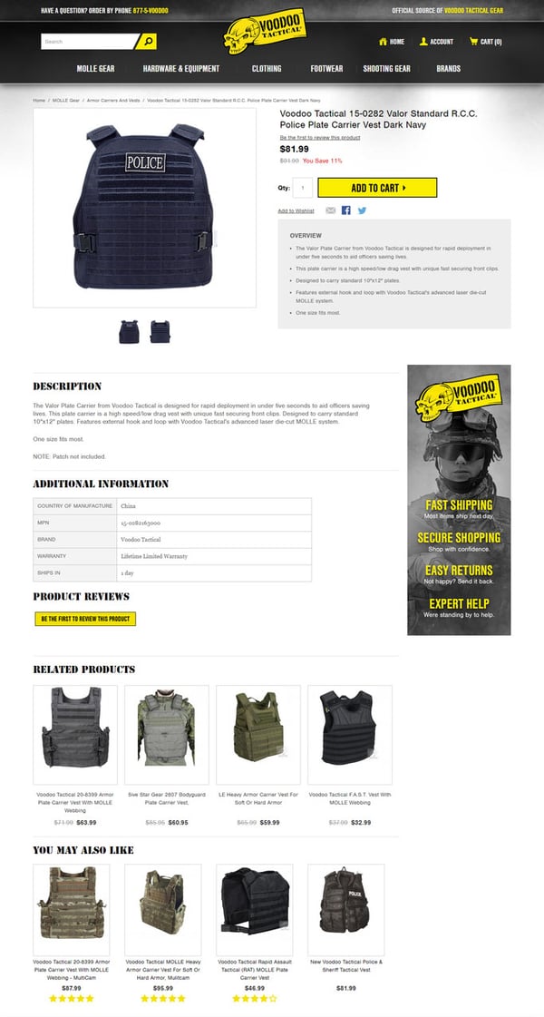 Voodoo Tactical Product Recommendations