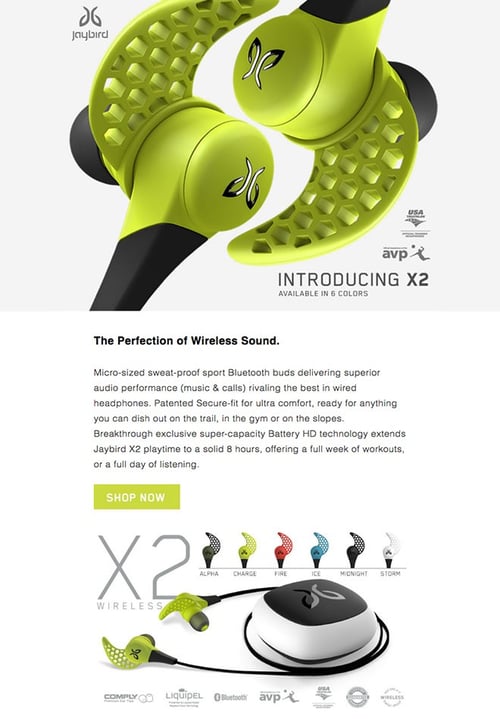 Jaybird email ad