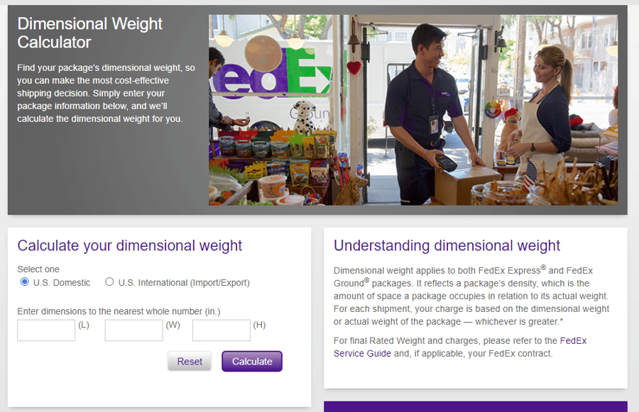 FedEx Dimensional Weight Calculator