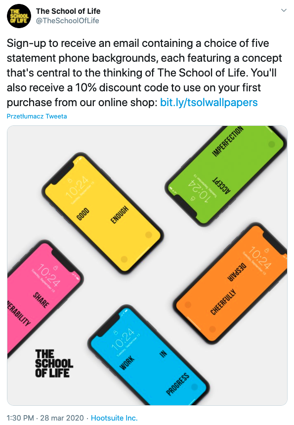 The School of Life Twitter promotion