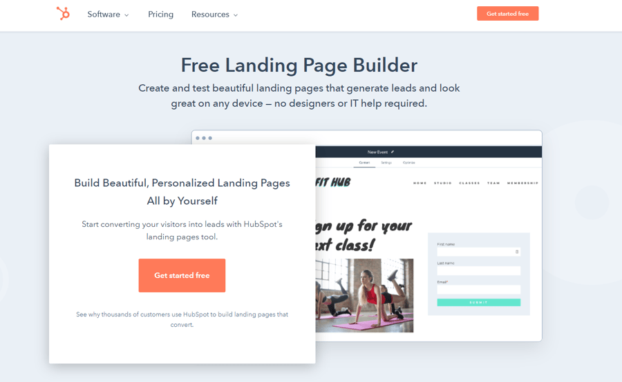 HubSpot landing page builder