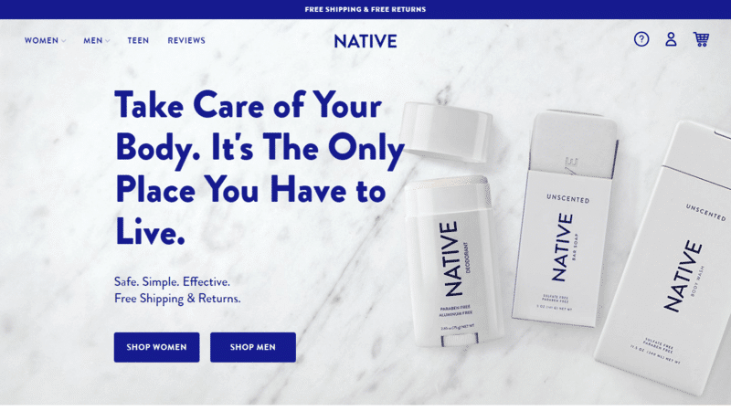 Native Deodorant Landing Page