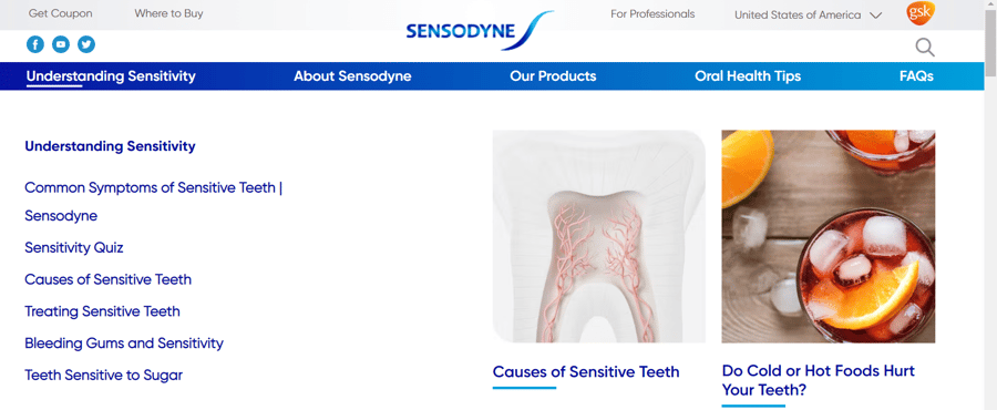 Sensodyne content pillar