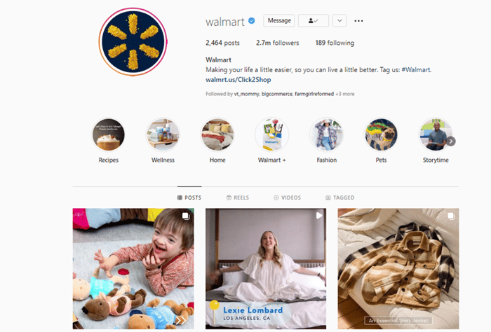 Walmart instagram profile